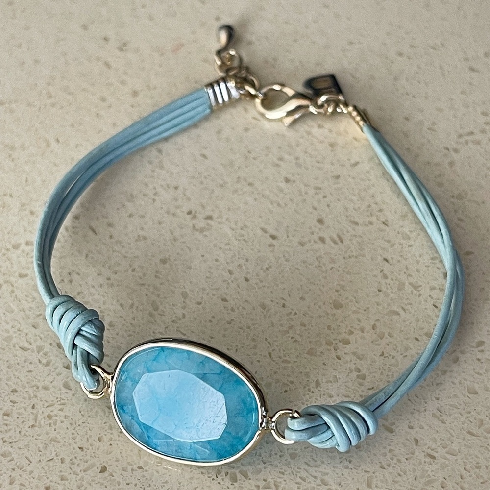 Semi-precious Single Stone Dainty Leather Bracelet